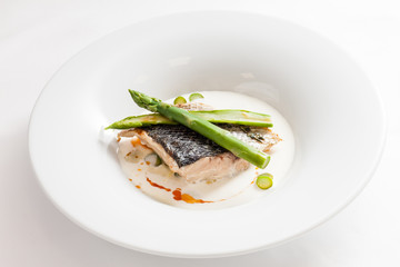 white fish with asparagus