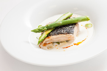 white fish with asparagus