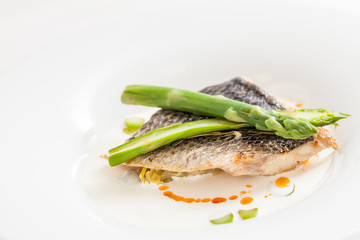 white fish with asparagus