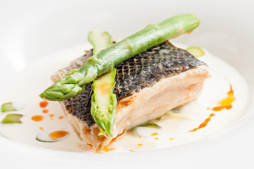 white fish with asparagus
