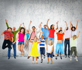 Obraz premium Children Celebration Jumping Ecstatic Happiness Concept