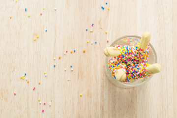 Sweet bread sticks sprinkled sugar candy that kids love.