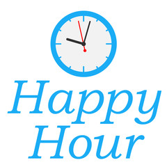 Icono texto Happy Hour con reloj