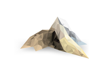 Low poly mountain scene on a white background