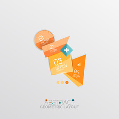 Glossy paper style geometric abstract infographic design