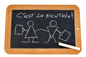 C'est la rentr&eacute;e &eacute;crit sur une ardoise