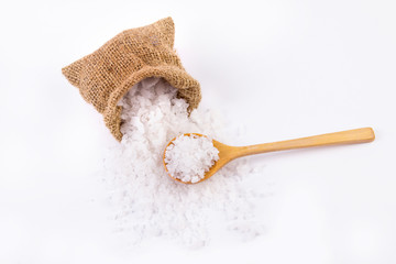 salt crystals on white background