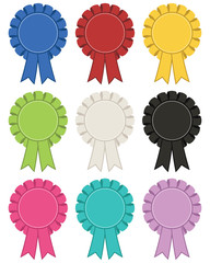 Clipart vector set of multi colored rosette decorations with copy space isolated on white