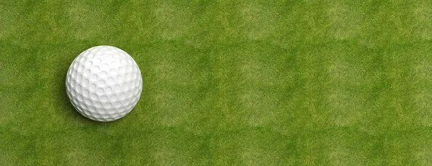 Papier Peint photo Lavable Golf Balle de golf sur la bannière de gazon vert