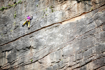 Vertical rock climbing