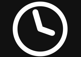 watch, White clock icon on black background