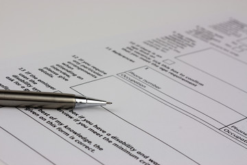 Close up of an application form