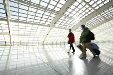 metro in beijing T3 airport station at people