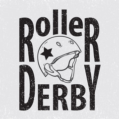 Roller derby helmet typography t-shirt graphics vectors