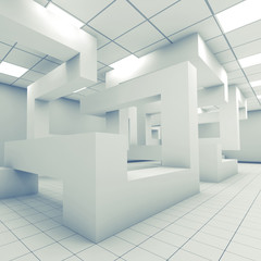 Abstract empty office room interior 3d art