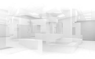 Abstract white office interior background 3d