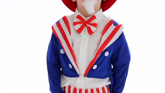 Boy dressed like Uncle Sam