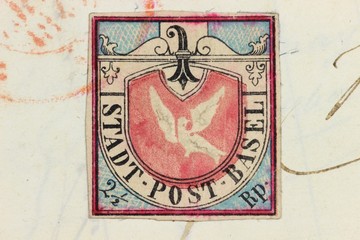 Brief frankiert mit Basler Taube Briefmarke