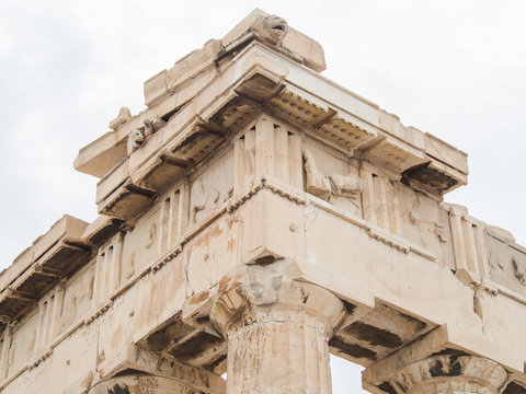 Close up of Parthenon temple on the Acropolis in Athens, Greece