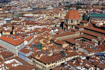 Fototapeta na wymiar View of Florence from Cathedral at sunny day, Italy