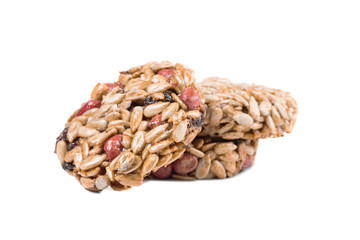 Stack of candied roasted peanuts sunflower seeds.
