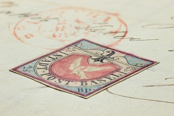 Brief frankiert mit Basler Taube Briefmarke