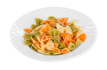 Pasta penne rigate on plate.