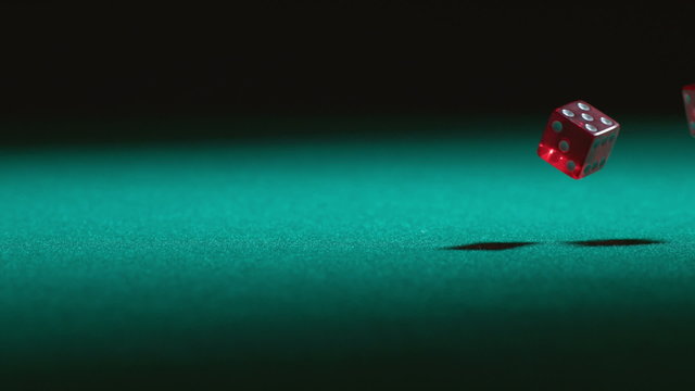 Rolling dice in slow motion