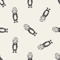 waitress doodle seamless pattern background