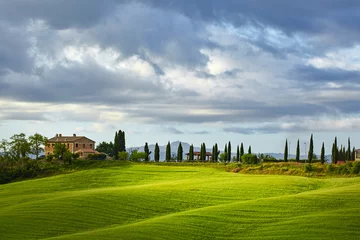 Wall murals Hill Lighting game on green tuscany hills