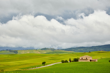 Fototapeta na wymiar Countryside, green hills , Tuscany, Italy
