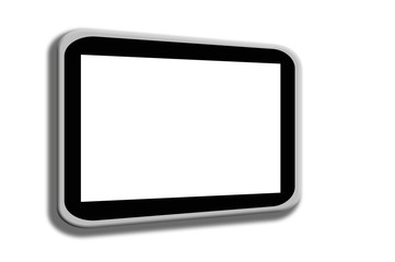 Tableta, computadora portátil, fondo blanco