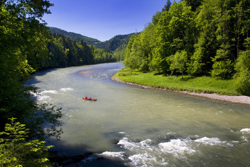 Canoeing on the mountain river Dunajec