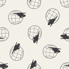 Naklejka premium airplane doodle seamless pattern background