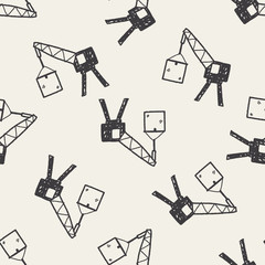 crane doodle seamless pattern background