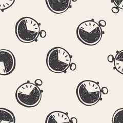 stopwatch doodle seamless pattern background