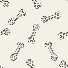 Wrench doodle seamless pattern background