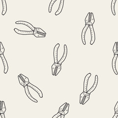 Plier doodle seamless pattern background
