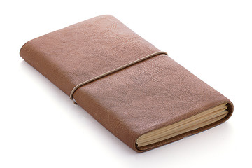 hand made leather notebook isolated on white background