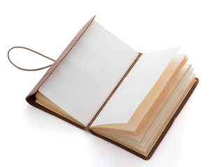 hand made leather notebook isolated on white background