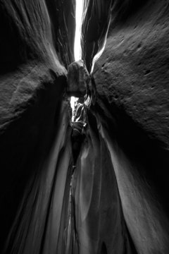 Black and White Slot Canyon Sandstone Abstract