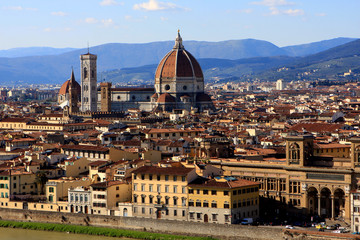 Fototapeta na wymiar View of Florence from Michelangelo Square (Piazzale Michelangelo), Italy