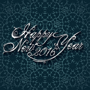 Beautiful elegant text design of happy new year. vector illustration 2016