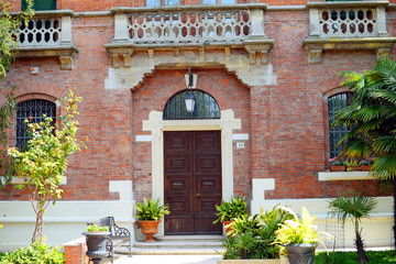 Fototapeta na wymiar The entrance of a villa in Rimini, Italy