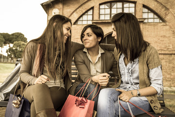 Three Happy Women After Shopping