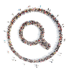 people in the shape of a magnifying glass.