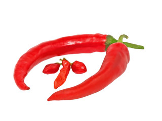Red hot chile peppers.Isolated.