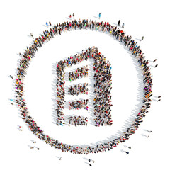 people in the shape of  building.