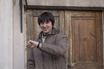 Handsome young man waiting. 