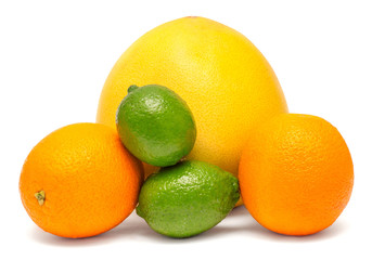 Assorted tropical fruit lime, orange and pomelo